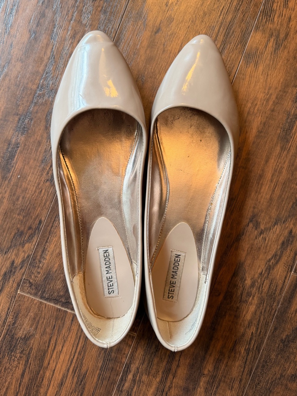 Steve Madden Nude Patent Pointed-Toe Flats
